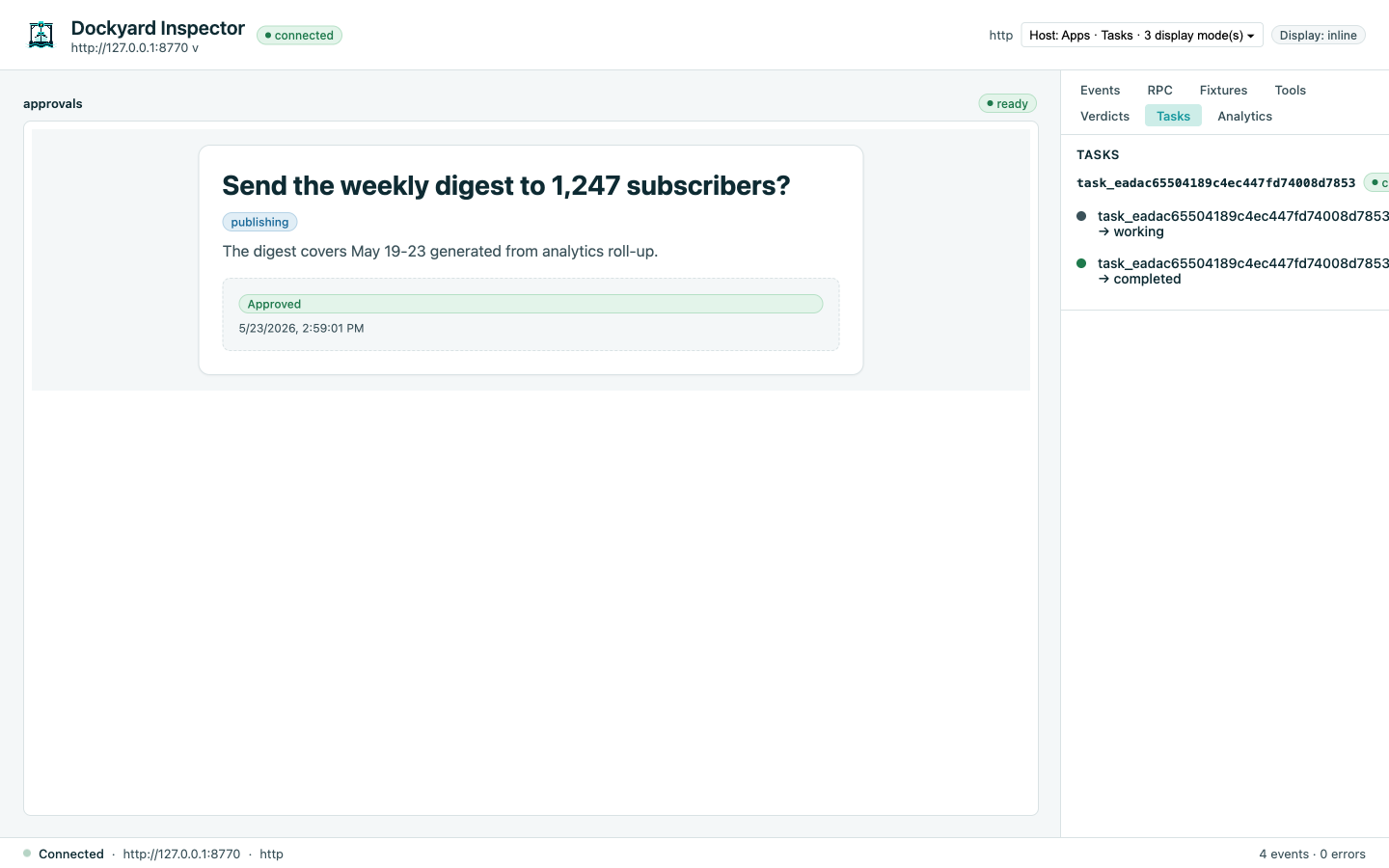 tasks panel